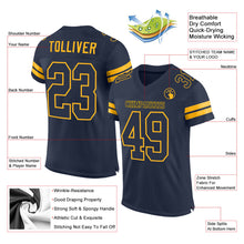 Load image into Gallery viewer, Custom Navy Navy-Gold Mesh Authentic Football Jersey