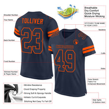 Laden Sie das Bild in den Galerie-Viewer, Custom Navy Navy-Orange Mesh Authentic Football Jersey