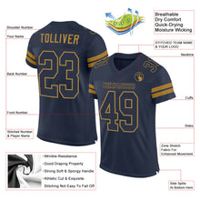 Laden Sie das Bild in den Galerie-Viewer, Custom Navy Navy-Old Gold Mesh Authentic Football Jersey