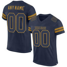 Laden Sie das Bild in den Galerie-Viewer, Custom Navy Navy-Old Gold Mesh Authentic Football Jersey