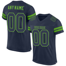 Laden Sie das Bild in den Galerie-Viewer, Custom Navy Navy-Neon Green Mesh Authentic Football Jersey