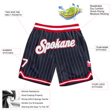 Charger l'image dans la galerie, Custom Navy White Pinstripe White-Red Authentic Basketball Shorts