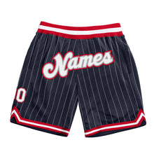 Charger l'image dans la galerie, Custom Navy White Pinstripe White-Red Authentic Basketball Shorts
