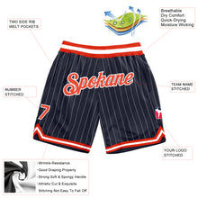 Charger l'image dans la galerie, Custom Navy White Pinstripe Orange-White Authentic Basketball Shorts