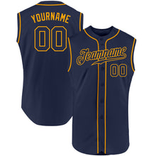 Загрузить изображение в средство просмотра галереи, Custom Navy Navy-Gold Authentic Sleeveless Baseball Jersey
