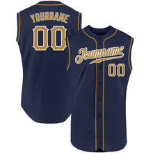 Загрузить изображение в средство просмотра галереи, Custom Navy Old Gold-White Authentic Sleeveless Baseball Jersey