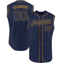 Загрузить изображение в средство просмотра галереи, Custom Navy Navy-Old Gold Authentic Sleeveless Baseball Jersey