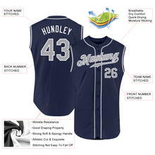 Load image into Gallery viewer, Custom Navy Gray-White Authentic Sleeveless Baseball Jersey