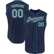 Load image into Gallery viewer, Custom Navy Gray-Teal Authentic Sleeveless Baseball Jersey