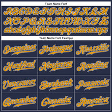 Load image into Gallery viewer, Custom Navy Gold-White Authentic Sleeveless Baseball Jersey