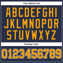 Load image into Gallery viewer, Custom Navy Gold-White Authentic Sleeveless Baseball Jersey
