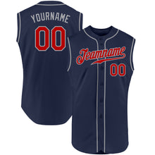 Load image into Gallery viewer, Custom Navy Red-Gray Authentic Sleeveless Baseball Jersey