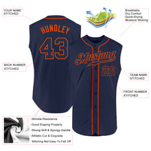 Загрузить изображение в средство просмотра галереи, Custom Navy Navy-Orange Authentic Sleeveless Baseball Jersey