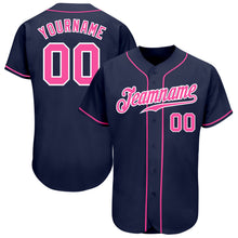 Загрузить изображение в средство просмотра галереи, Custom Navy Pink-White Authentic Baseball Jersey