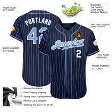 Charger l'image dans la galerie, Custom Navy White Pinstripe Light Blue-White Authentic Baseball Jersey