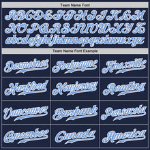 Charger l'image dans la galerie, Custom Navy White Pinstripe Light Blue-White Authentic Baseball Jersey