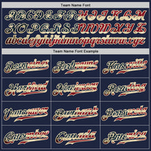 Загрузить изображение в средство просмотра галереи, Custom Navy White Pinstripe Vintage USA Flag-Cream Authentic Baseball Jersey