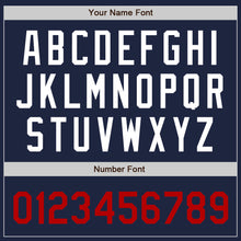 Load image into Gallery viewer, Custom Navy White-Red Authentic Baseball Jersey