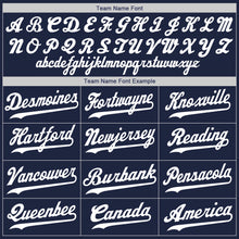 Load image into Gallery viewer, Custom Navy White-Red Authentic Baseball Jersey