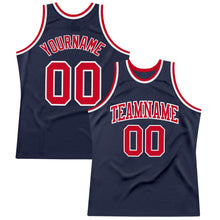 Загрузить изображение в средство просмотра галереи, Custom Navy Red-White Authentic Throwback Basketball Jersey