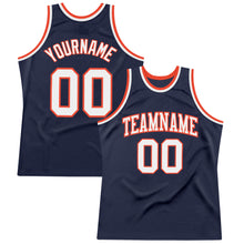 Charger l'image dans la galerie, Custom Navy White-Orange Authentic Throwback Basketball Jersey