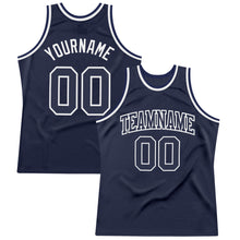Загрузить изображение в средство просмотра галереи, Custom Navy Navy-White Authentic Throwback Basketball Jersey