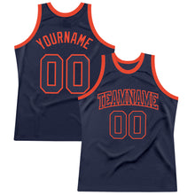 Загрузить изображение в средство просмотра галереи, Custom Navy Navy-Orange Authentic Throwback Basketball Jersey