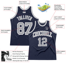 Load image into Gallery viewer, Custom Navy Gray-White Authentic Throwback Basketball Jersey