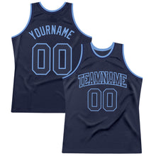 Загрузить изображение в средство просмотра галереи, Custom Navy Navy-Light Blue Authentic Throwback Basketball Jersey