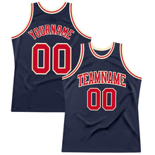 Charger l'image dans la galerie, Custom Navy Red-Cream Authentic Throwback Basketball Jersey