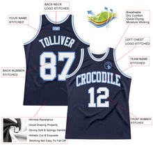 Charger l'image dans la galerie, Custom Navy White-Light Blue Authentic Throwback Basketball Jersey