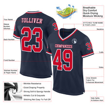 Charger l'image dans la galerie, Custom Navy Red-White Mesh Authentic Throwback Football Jersey