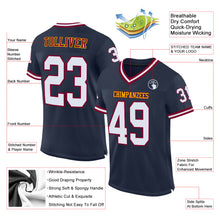 Laden Sie das Bild in den Galerie-Viewer, Custom Navy White-Maroon Mesh Authentic Throwback Football Jersey