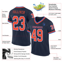 Charger l'image dans la galerie, Custom Navy Orange-Blue Mesh Authentic Throwback Football Jersey