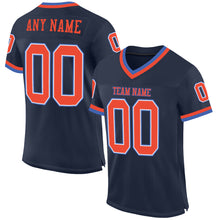 Charger l'image dans la galerie, Custom Navy Orange-Blue Mesh Authentic Throwback Football Jersey
