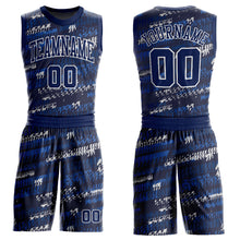 Загрузить изображение в средство просмотра галереи, Custom Navy Navy-Royal Round Neck Sublimation Basketball Suit Jersey