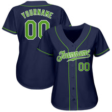 Загрузить изображение в средство просмотра галереи, Custom Navy Neon Green-White Authentic Baseball Jersey