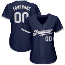 Load image into Gallery viewer, Custom Navy White-Gray Authentic Baseball Jersey