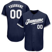 Load image into Gallery viewer, Custom Navy White-Gray Authentic Baseball Jersey