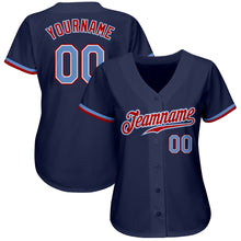Загрузить изображение в средство просмотра галереи, Custom Navy Light Blue-Red Authentic Baseball Jersey
