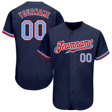 Загрузить изображение в средство просмотра галереи, Custom Navy Light Blue-Red Authentic Baseball Jersey