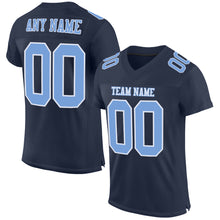 Laden Sie das Bild in den Galerie-Viewer, Custom Navy Light Blue-White Mesh Authentic Football Jersey