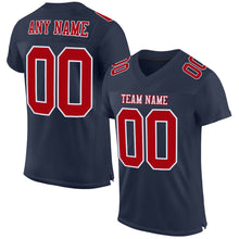 Load image into Gallery viewer, Custom Navy Red-White Mesh Authentic Football Jersey