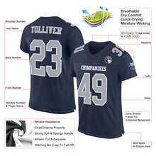 Charger l'image dans la galerie, Custom Navy Gray-White Mesh Authentic Football Jersey