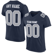 Charger l'image dans la galerie, Custom Navy Gray-White Mesh Authentic Football Jersey
