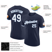 Laden Sie das Bild in den Galerie-Viewer, Custom Navy White-Light Blue Performance T-Shirt
