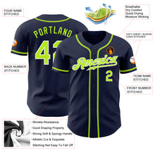Load image into Gallery viewer, Custom Navy Neon Green-White Authentic Baseball Jersey