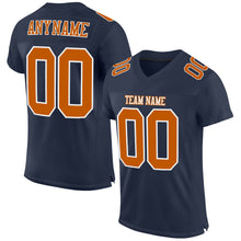 Load image into Gallery viewer, Custom Navy Texas Orange-White Mesh Authentic Football Jersey