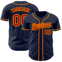 Charger l'image dans la galerie, Custom Navy Red-Gold Authentic Baseball Jersey