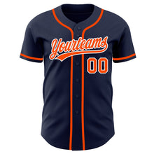 Laden Sie das Bild in den Galerie-Viewer, Custom Navy Orange-White Authentic Baseball Jersey